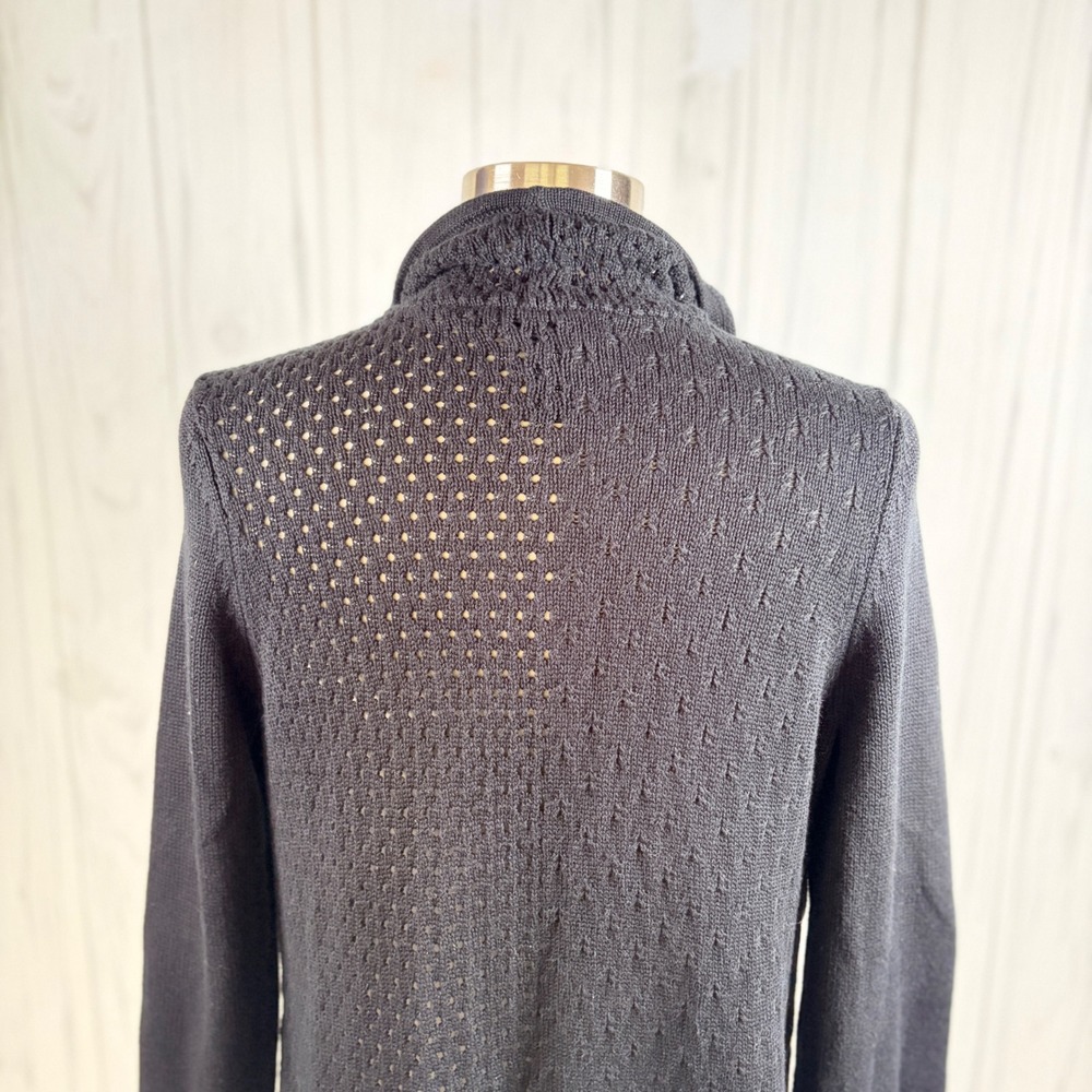DESIGN HISTORY NWOT Black Cotton Blend Waterfall Front Cardigan, Large - Picture 6 of 9